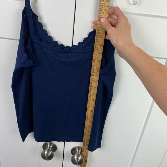 NWT J Crew Factory XL Scalloped sweater shell Tank Navy Blue Preppy - Picture 4 of 5